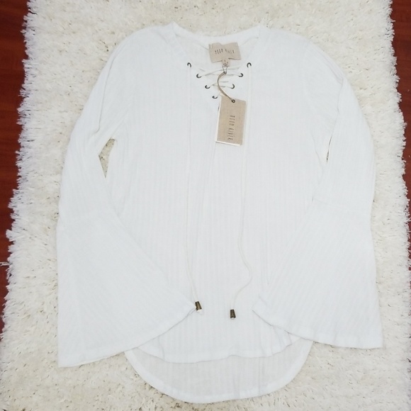 Moon River Tops - Moon River eyelet knit top